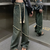 Men Jeans Vintage Jeans Loose High Waist Straight Wide Leg Pants